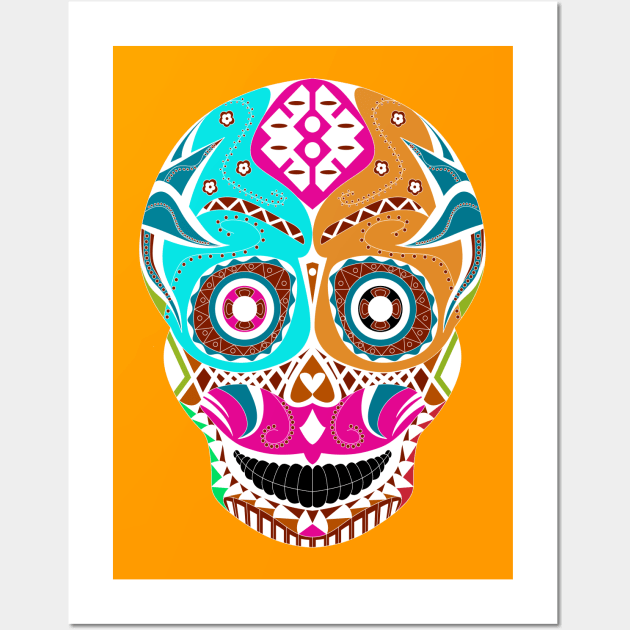 floral candy skull ecopop Wall Art by jorge_lebeau